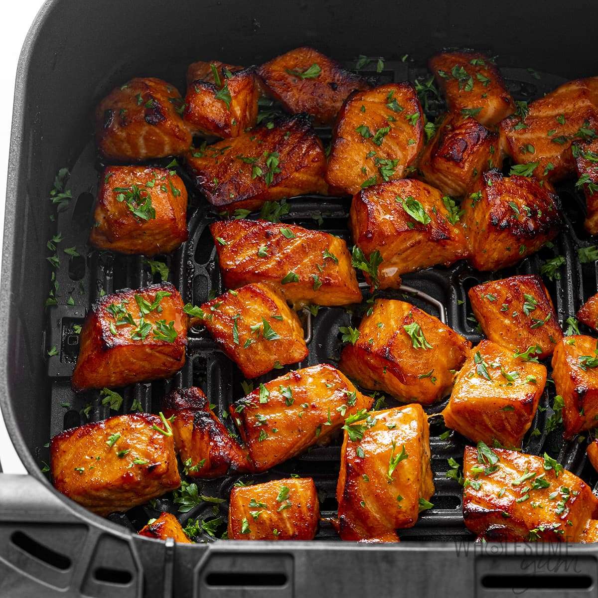 Air Fryer Salmon Bites (Quick and Healthy) Crispy and seasoned salmon bites cooked to perfection in an air fryer