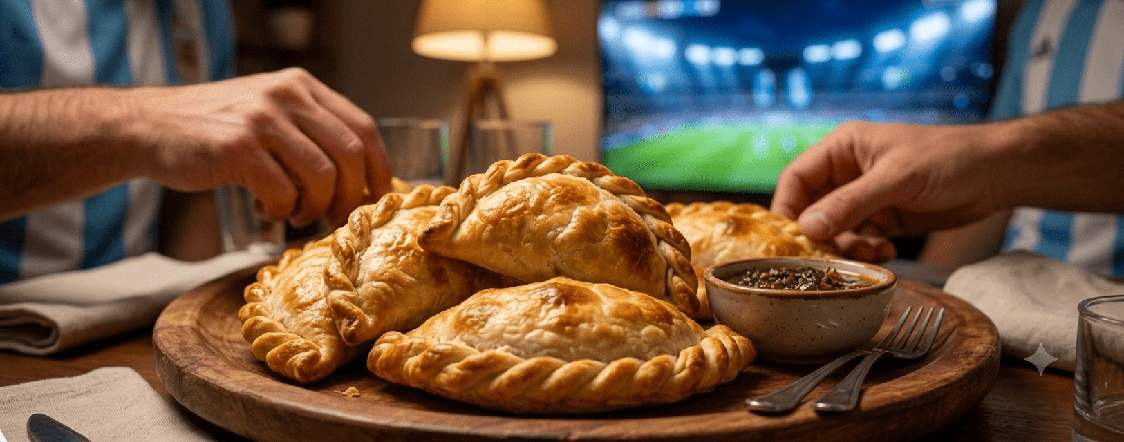 Best Argentinian Beef Empanadas for Game Day Golden baked traditional Argentinian beef empanadas served on a table for a football match game night