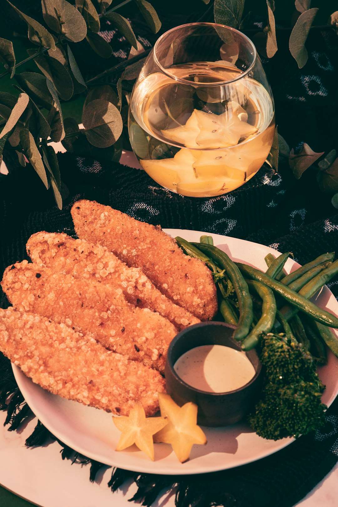 coconut-crusted-tilapia Crispy pan-fried coconut crusted tilapia fish fillets served with a side of green beans